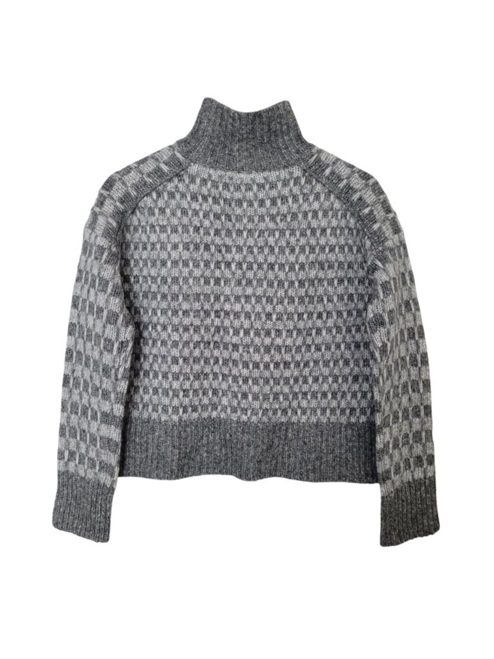 Everlane The Cloud Checkered Turtleneck Sweater XS Gary Merino Wool Alpaca NWT - Picture 2 of 8